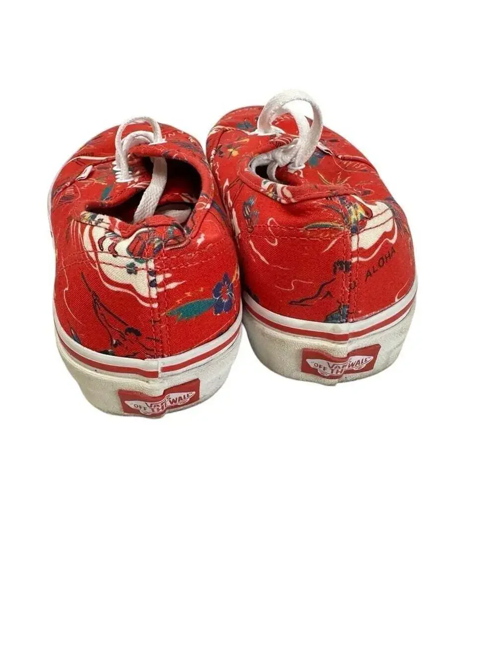 Vans Red Aloha Hawaiian Print Sneakers Womens 9.5 Tropical Streetwear Casual